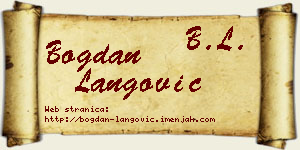 Bogdan Langović vizit kartica